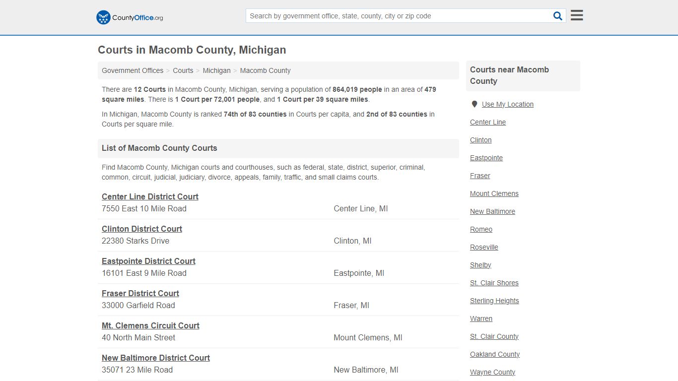 Courts - Macomb County, MI (Court Records & Calendars)